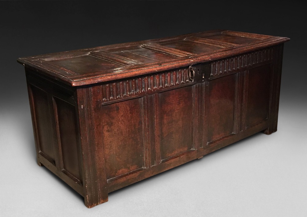 Mid 17th century Oak four panel Coffer
