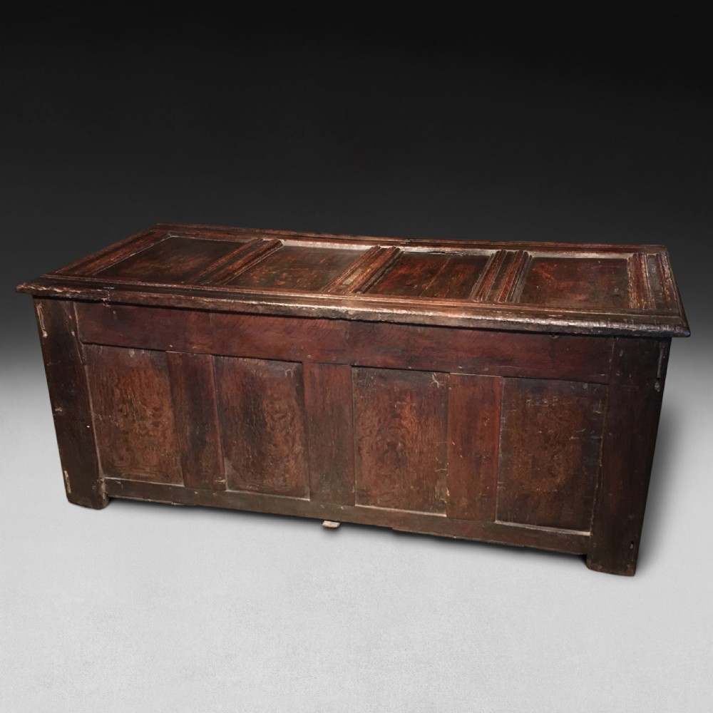 Mid 17th century Oak four panel Coffer View VI