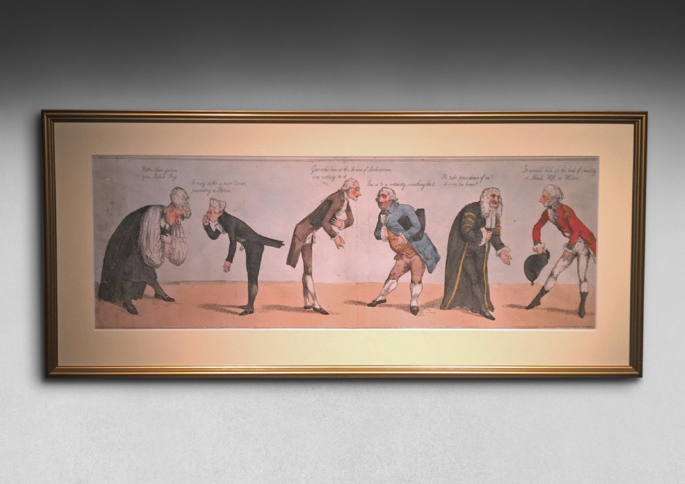 Framed section of long engraving ‘The Princes Bow’ 