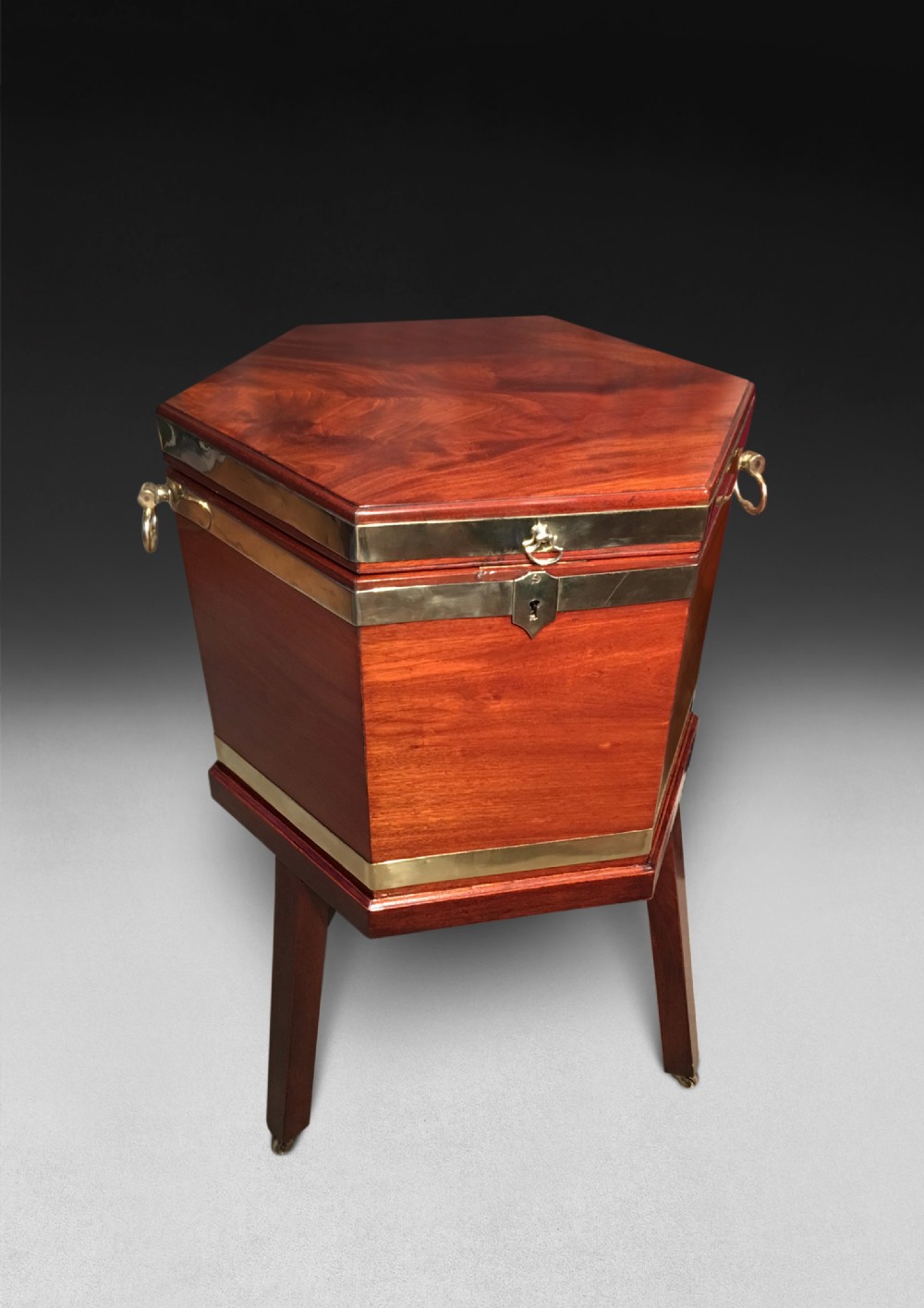 George III period Mahogany and Brass bound hexagonal Wine Cooler