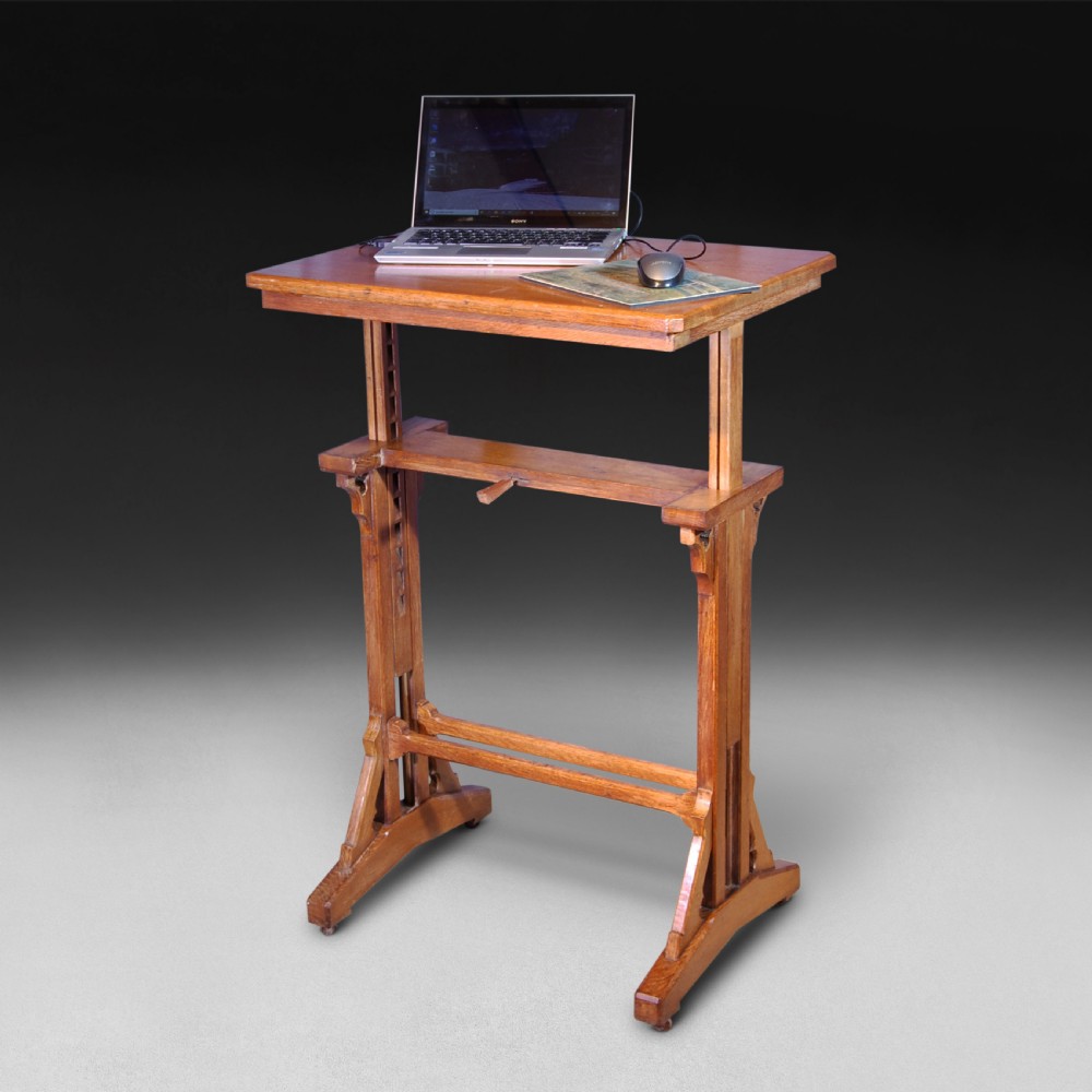 Gothic revival oak adjustable reading stand View III
