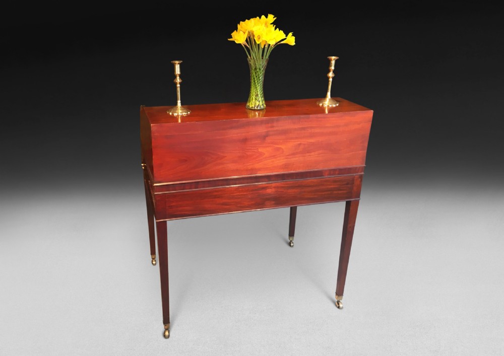 George III Period Mahogany Tambour Writing Table or Cylinder Bureau View IV