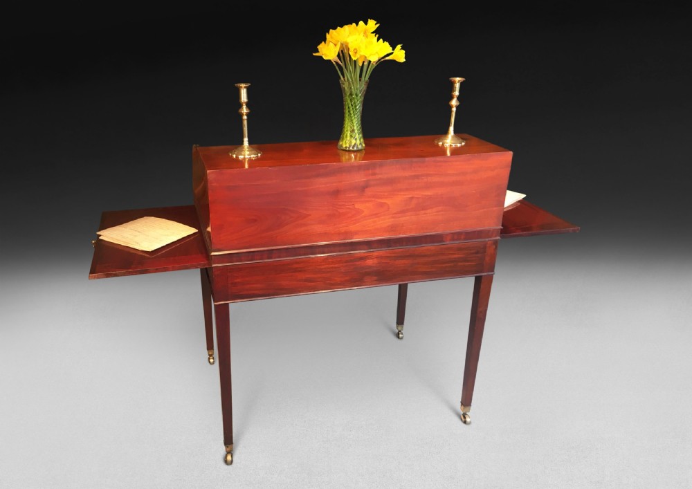 George III Period Mahogany Tambour Writing Table or Cylinder Bureau View V