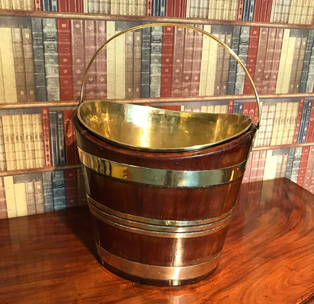 George III Brass Bound Mahogany Oval Oyster Bucket