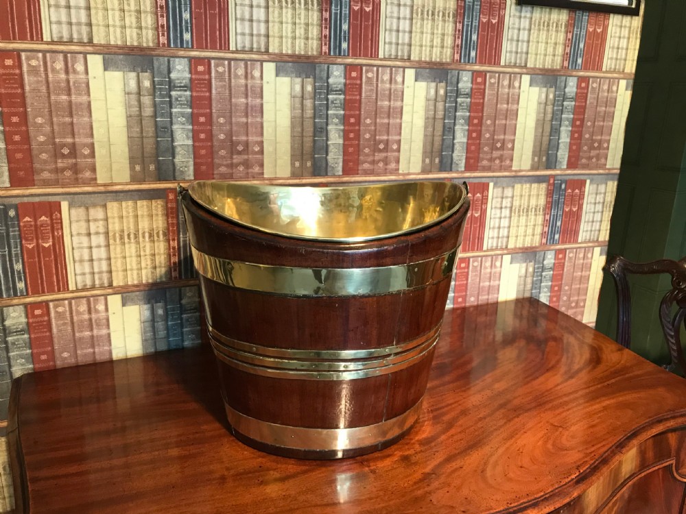 George III Brass Bound Mahogany Oval Oyster Bucket View IV