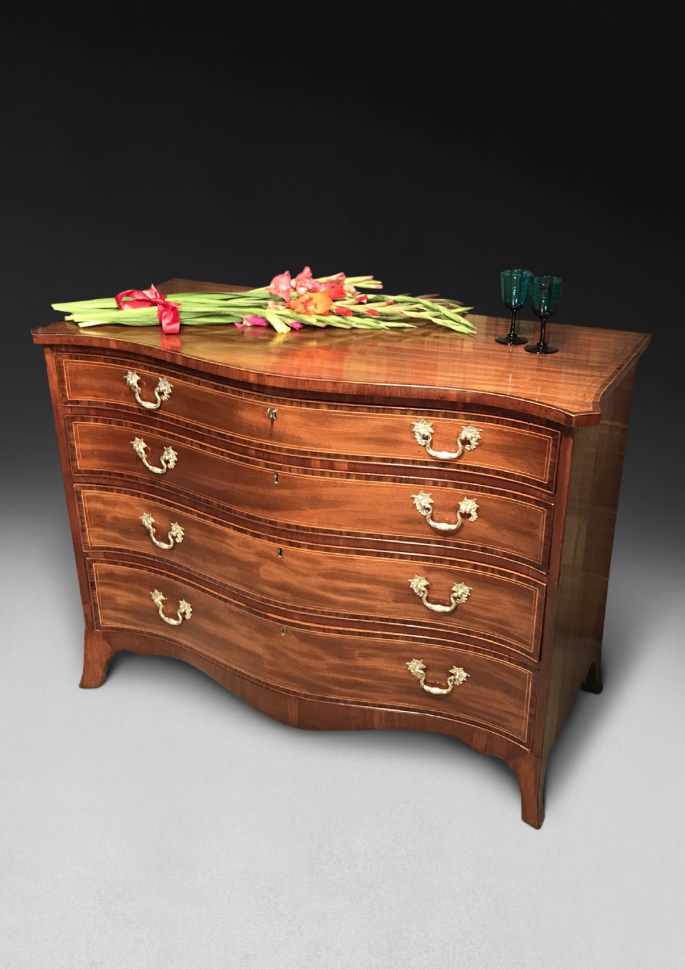 George III Period Mahogany Serpentine Chest of Drawers