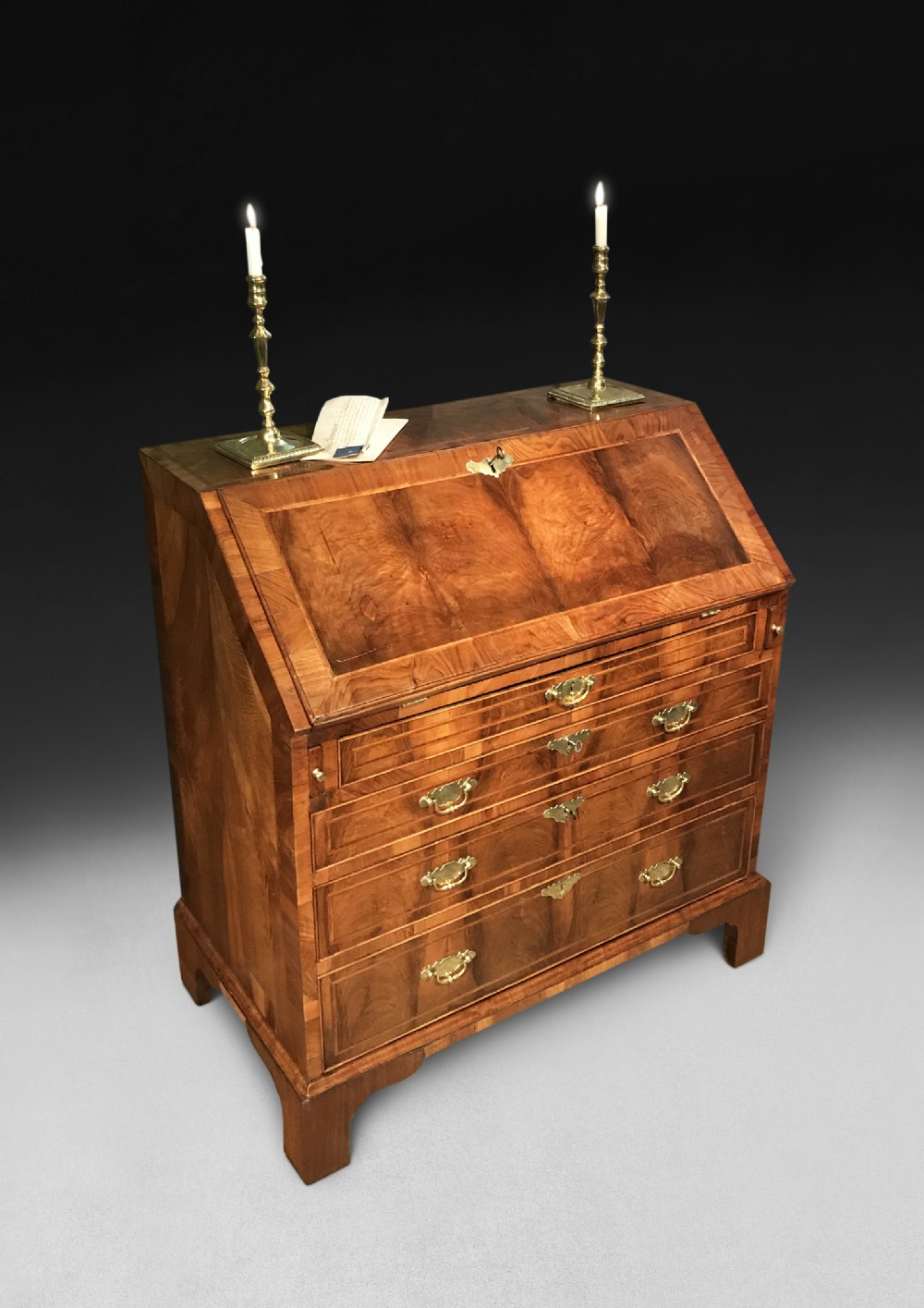 George I Figured Walnut Bureau