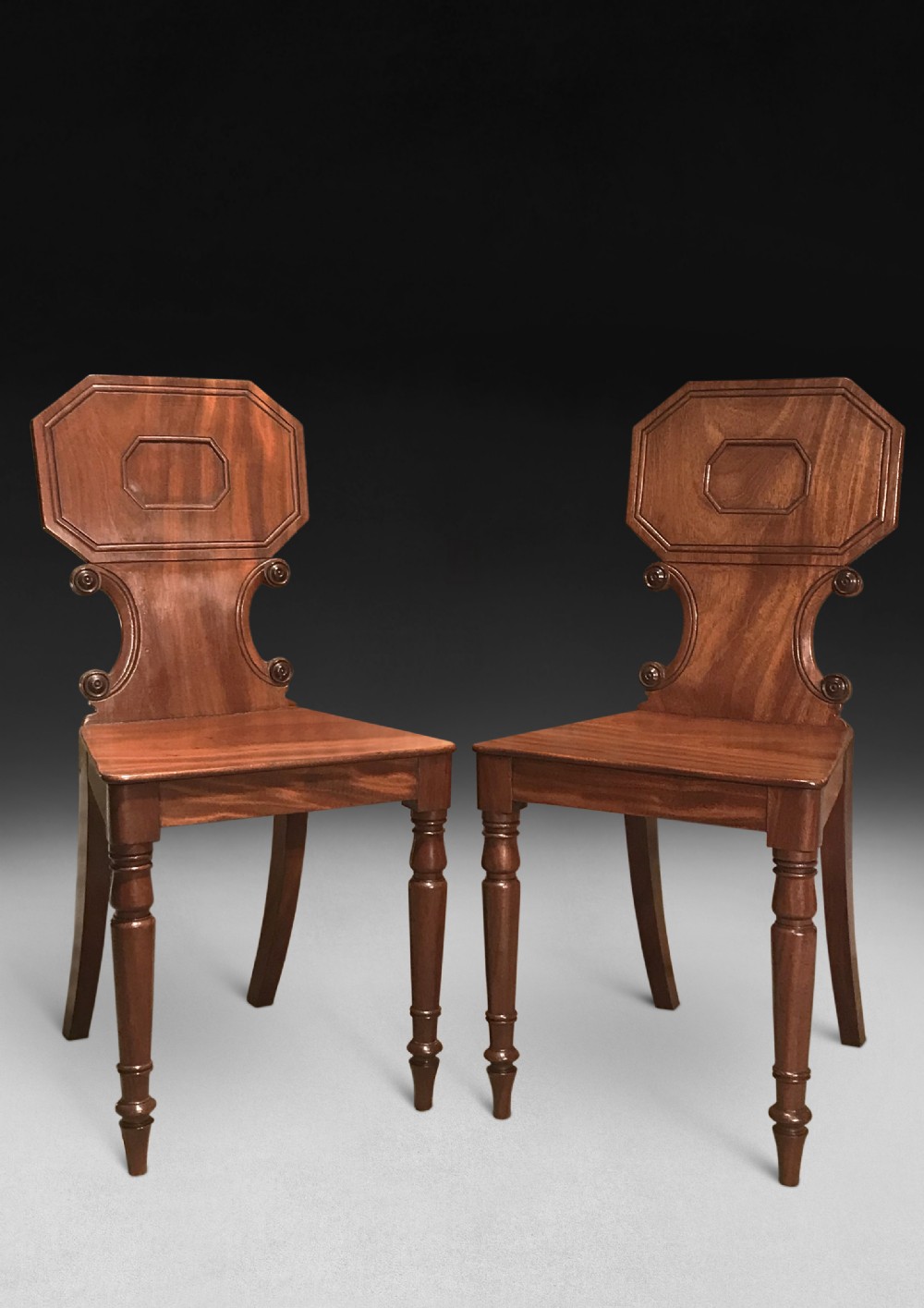Pair of Regency Mahogany Hall Chairs