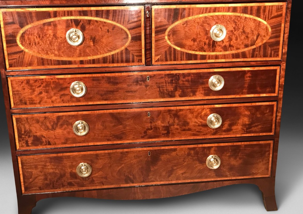 George III Period Inlaid Mahogany Library Secretaire Bookcase View II