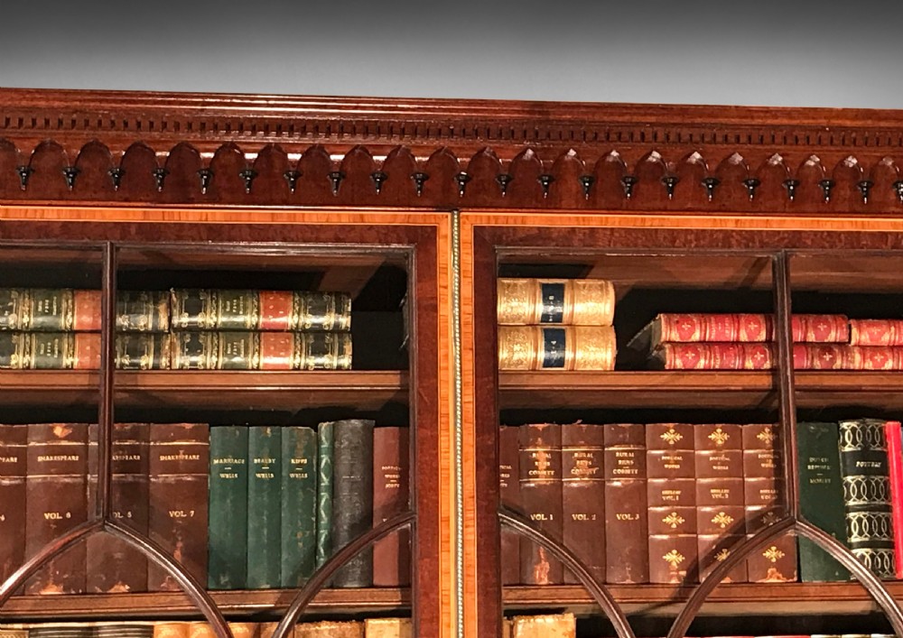 George III Period Inlaid Mahogany Library Secretaire Bookcase View III
