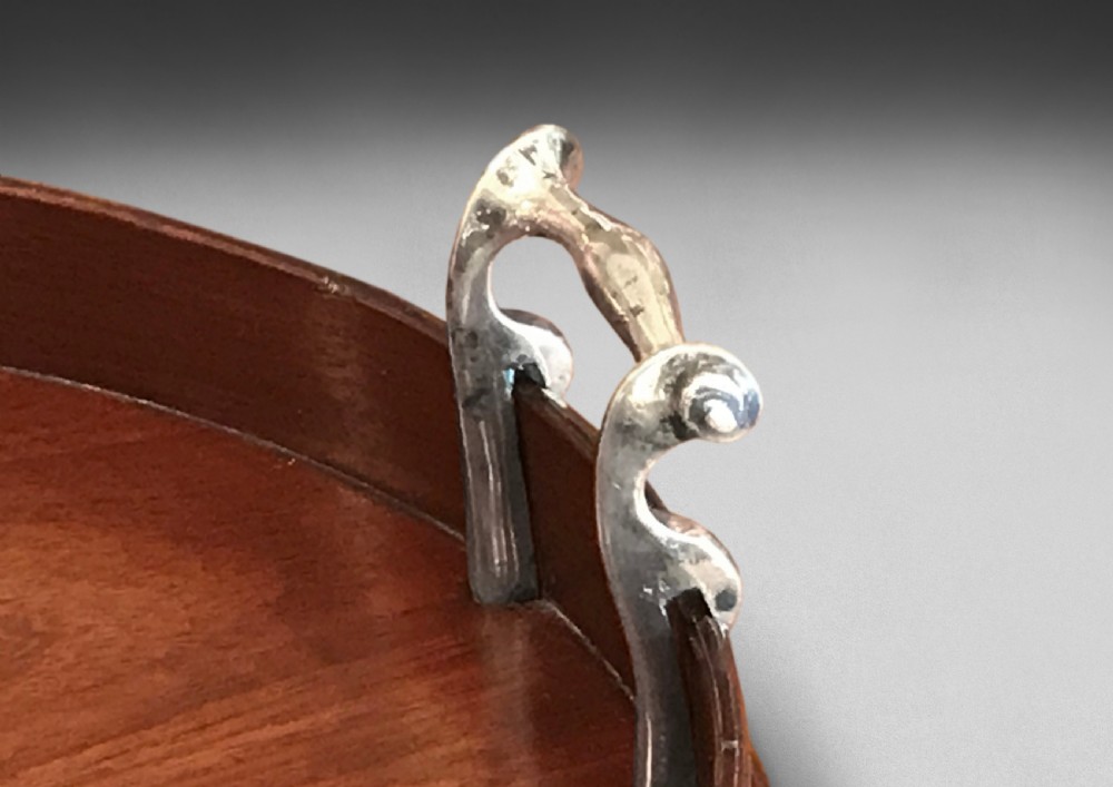George III Period Mahogany Oval Galleried Serving Tray  View III