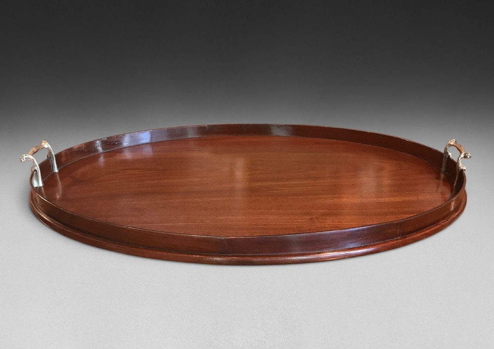 George III Period Mahogany Oval Galleried Serving Tray  View IV
