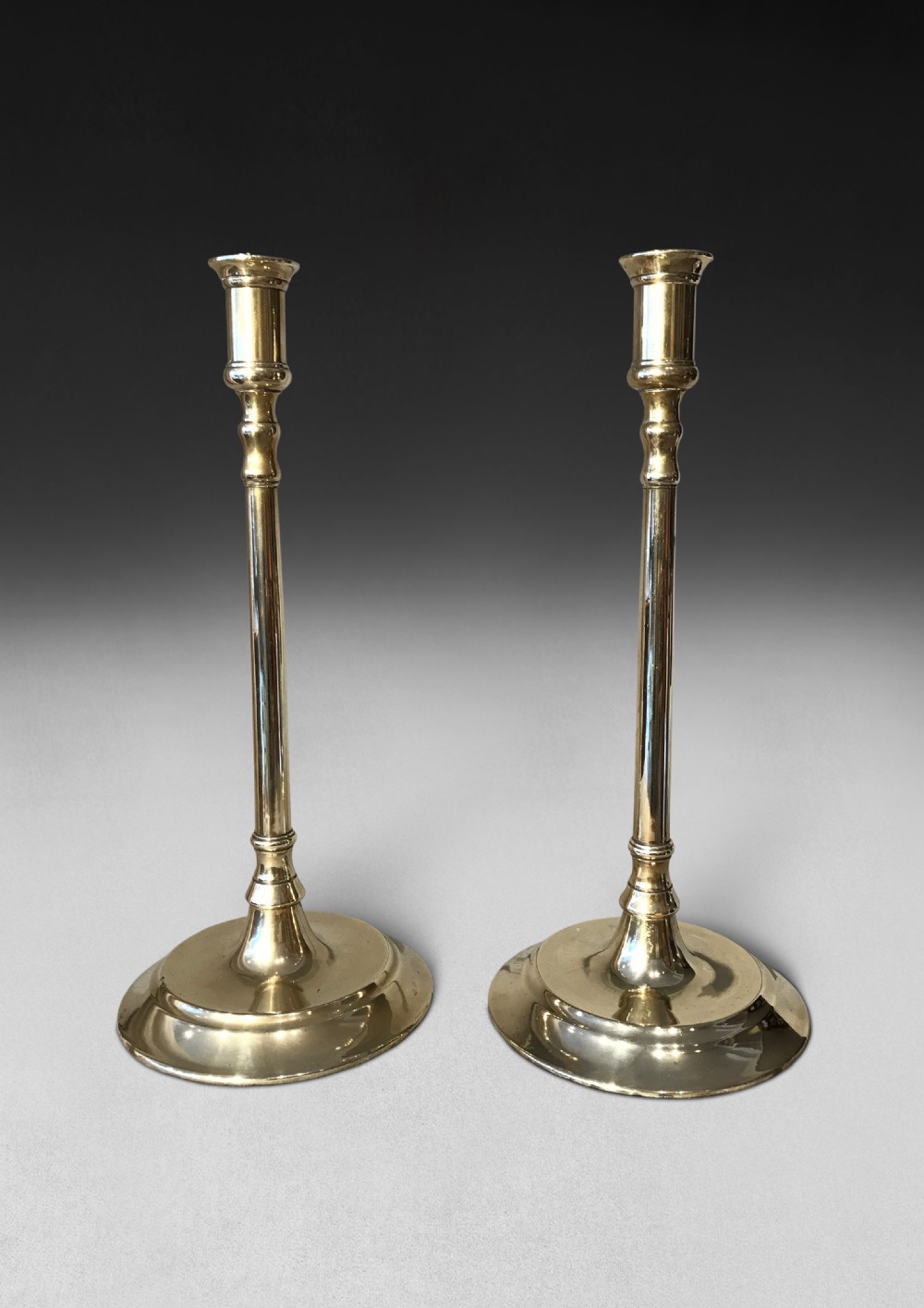 Pair of Early 19th. Century Tall Brass Candlesticks