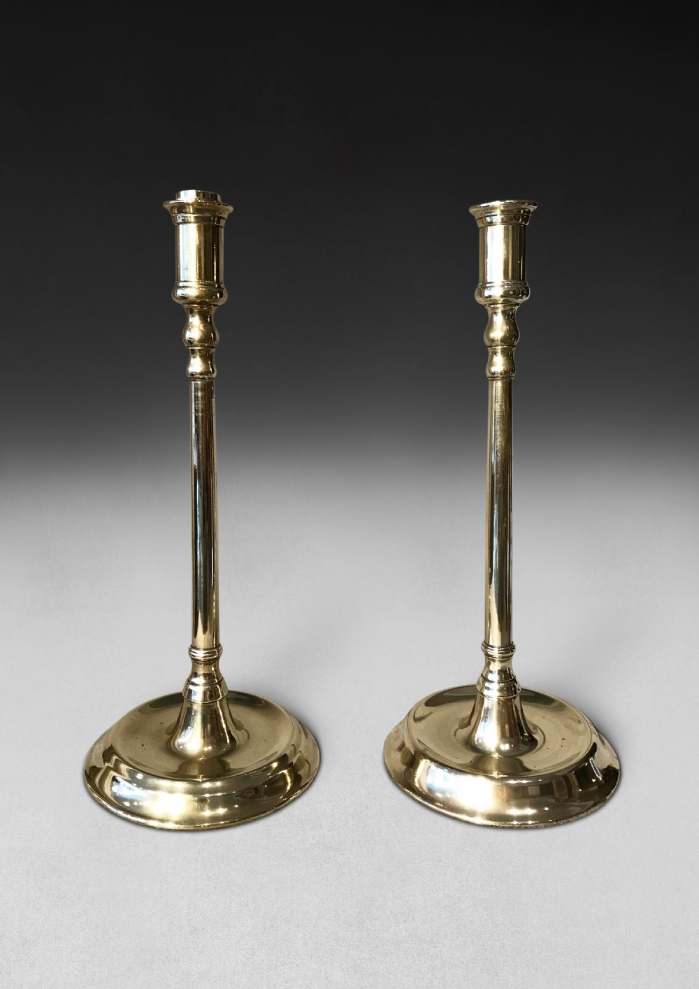 Pair of early 19th Century Tall Brass Candlesticks