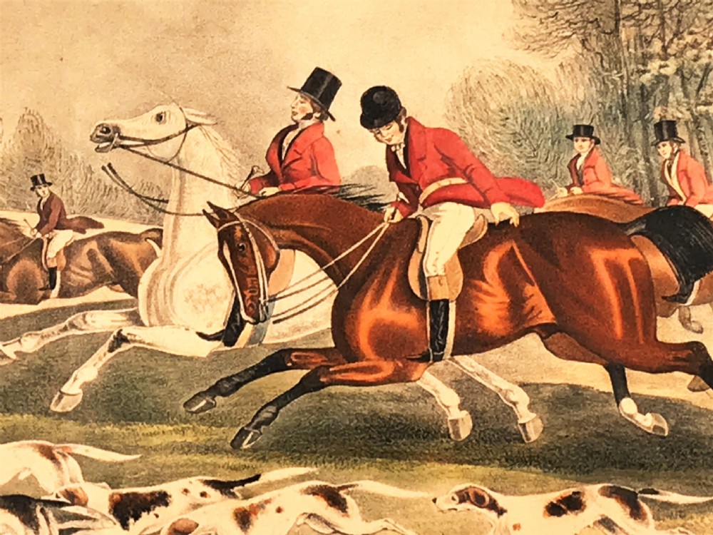 Nicholas Parsons Collection – Pair of 19th Century Equestrian Hunting Scene Lithographs of Tom Moody View IV