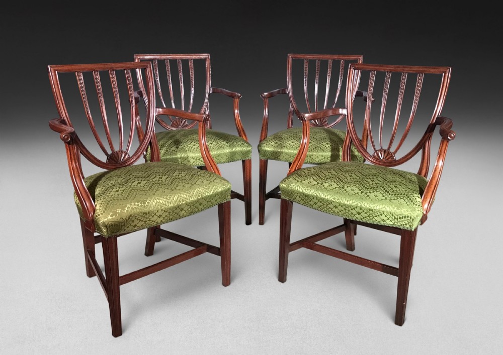 Set of four Hepplewhite Period Mahogany Salon Armchairs
