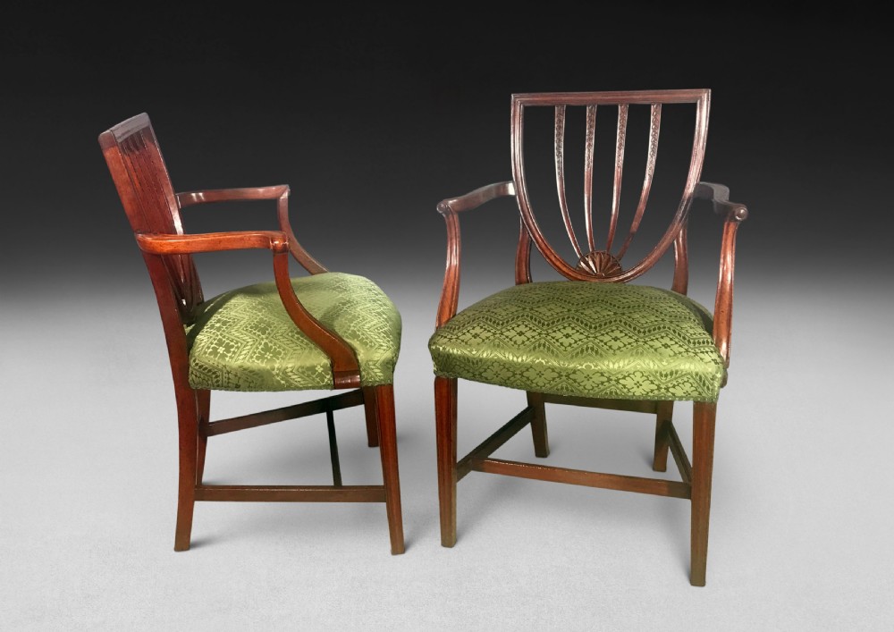 Set of four Hepplewhite Period Mahogany Salon Armchairs View II