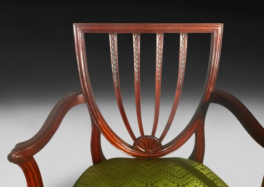Set of four Hepplewhite Period Mahogany Salon Armchairs View VII