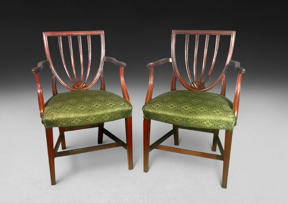 Set of four Hepplewhite Period Mahogany Salon Armchairs View VIII