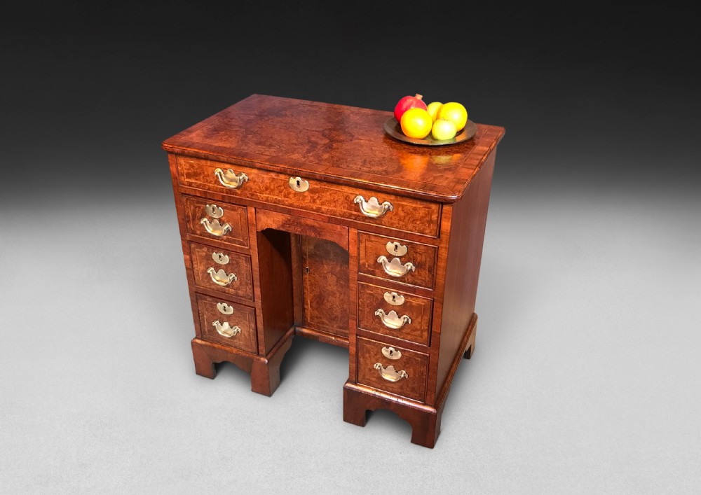 George II Burr Walnut Kneehole Desk