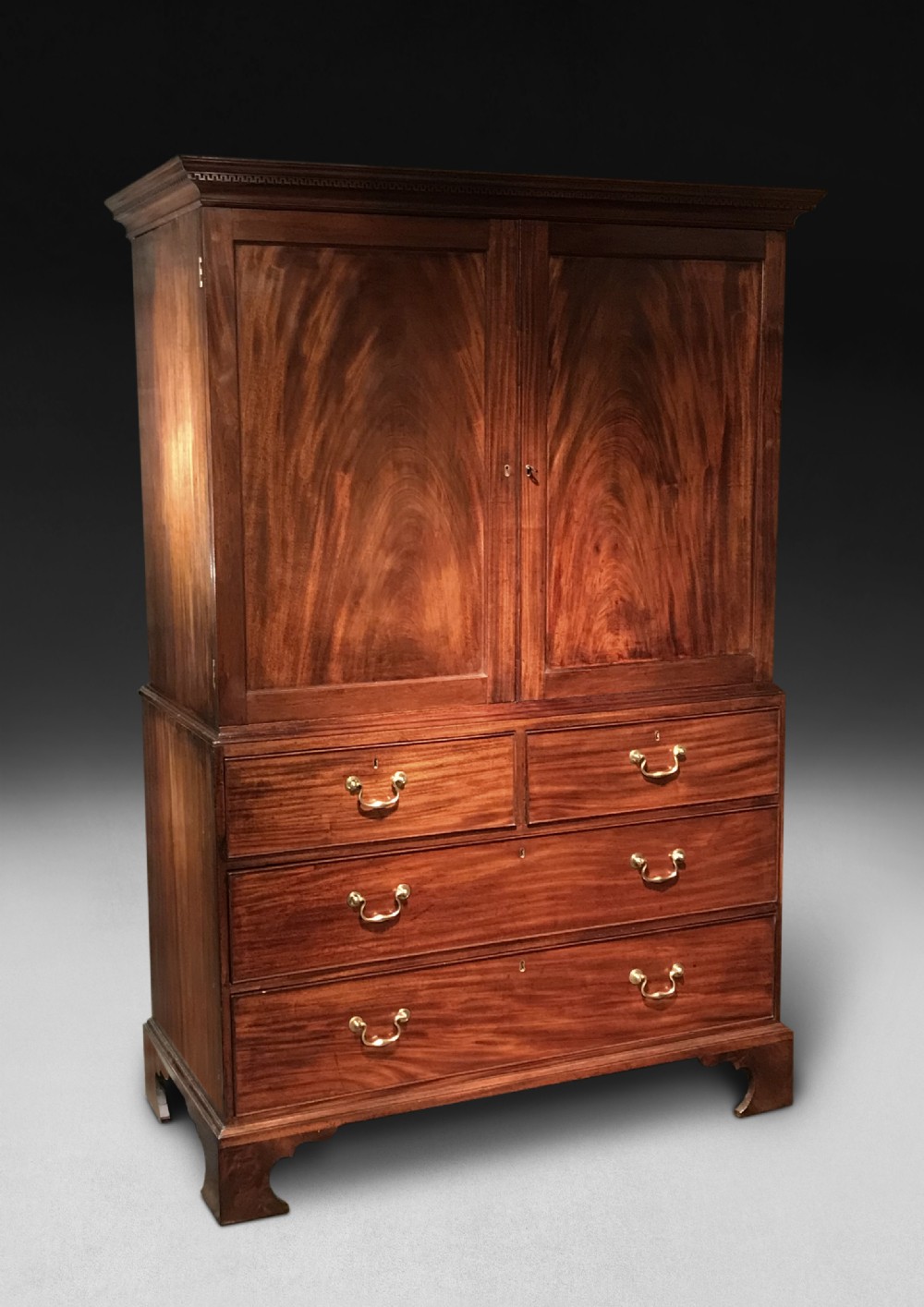 Chippendale Period Mahogany Linen Press