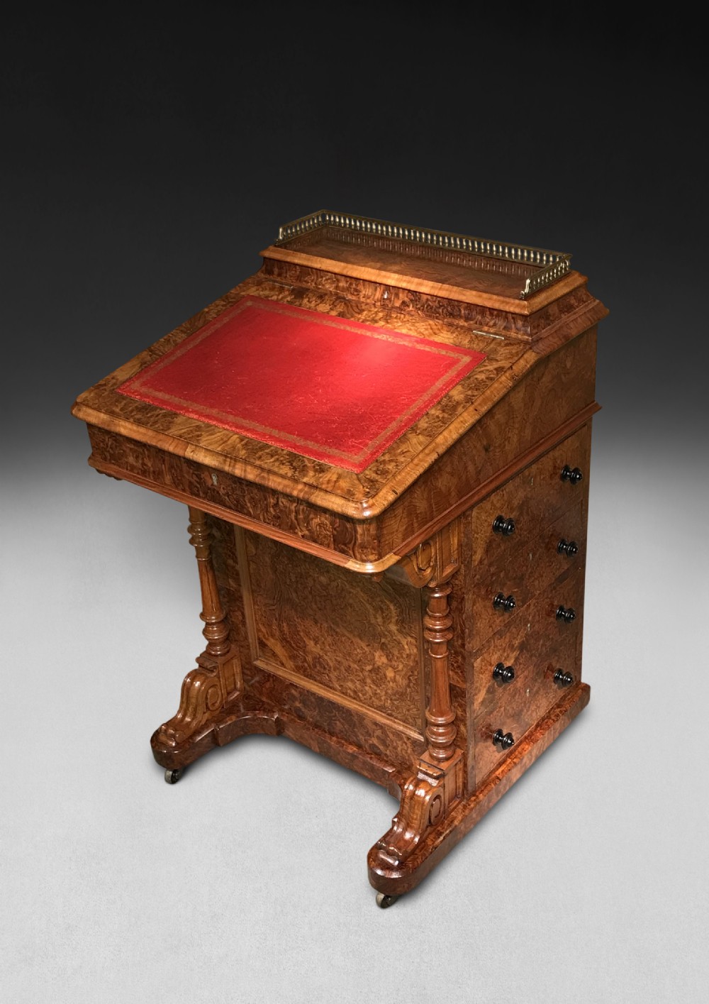 Mid 19th. Century Burr Walnut Davenport Desk