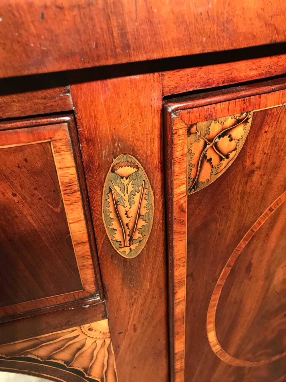 Scottish George III Mahogany and Crossbanded Bow Fronted Sideboard View IV