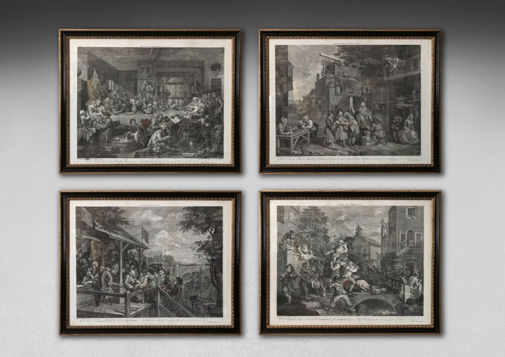 Set of 4 Hogarth Engravings - The 'Prints of an Election'