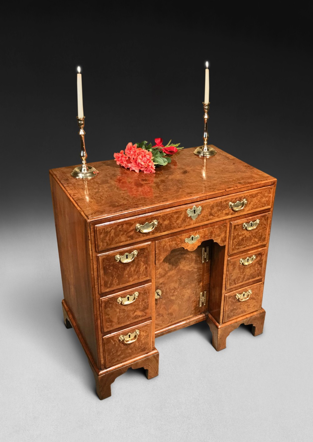 George I Burr Walnut Kneehole Desk