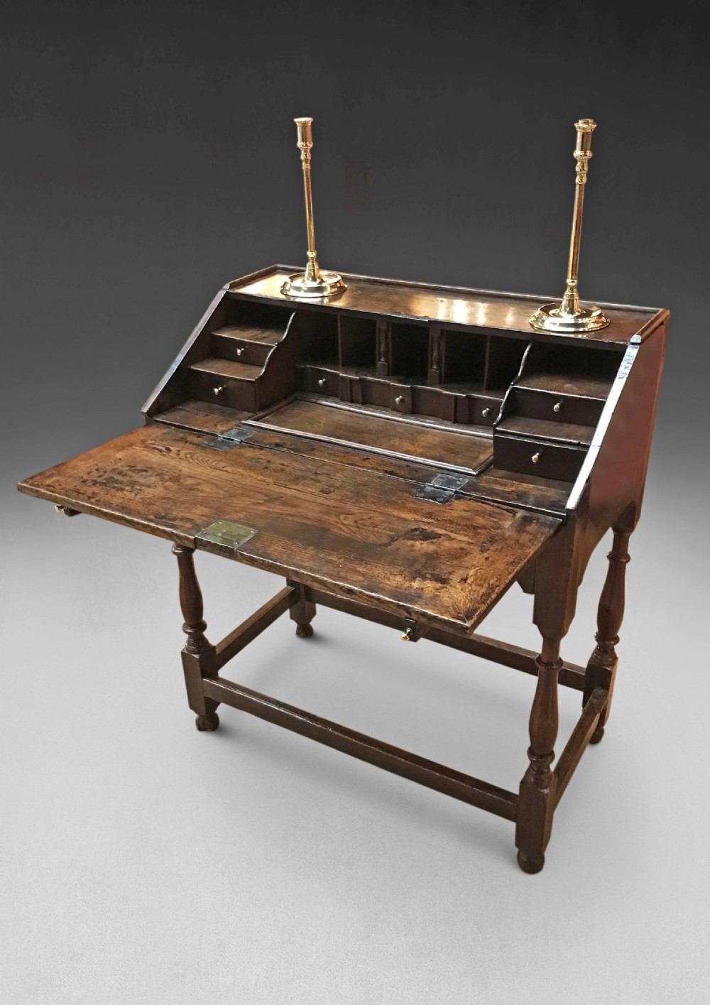Queen Anne Oak Bureau on Stand