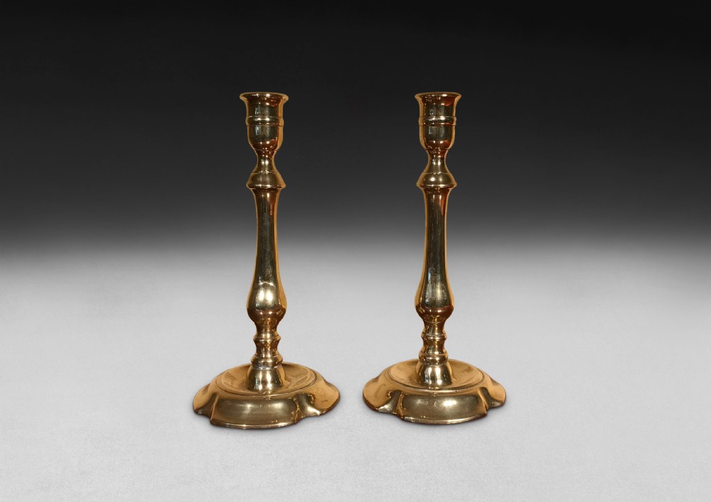 Pair of Mid 18th Century Brass Candlesticks
