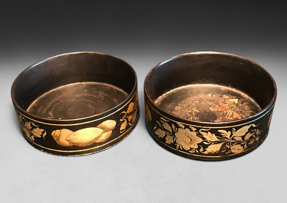 Pair of Regency Papier Mâché Wine Decanter Coasters