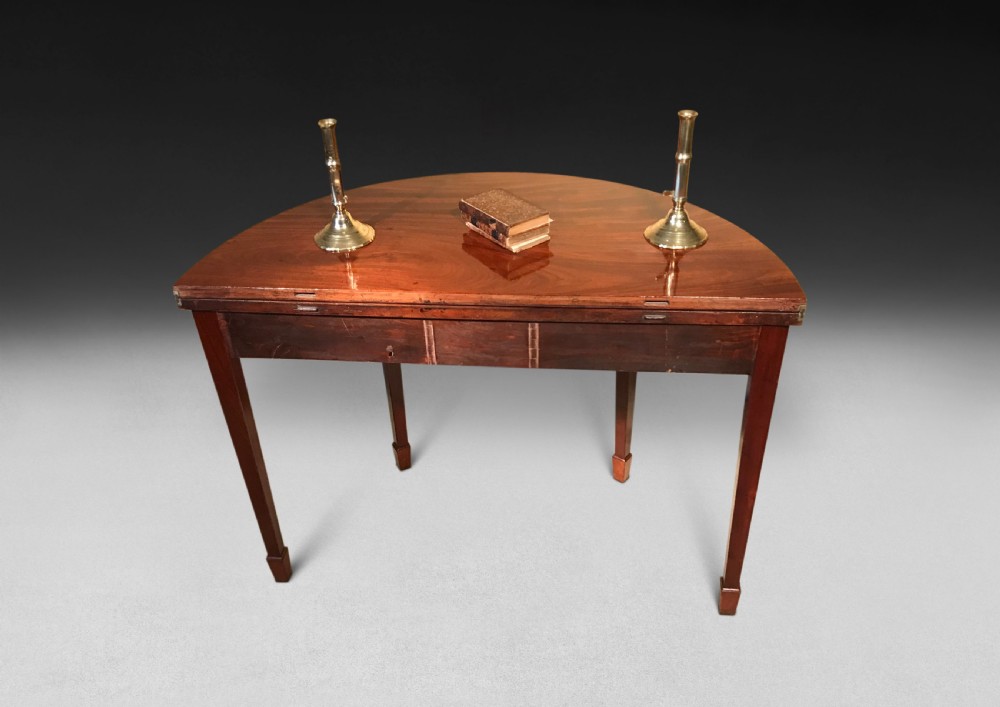 George III Mahogany Demi-lune Tea Table View II