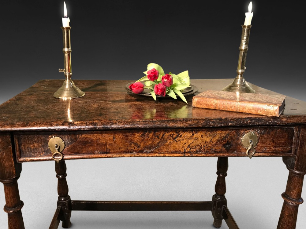 Late 17th century oak single drawer side table View III