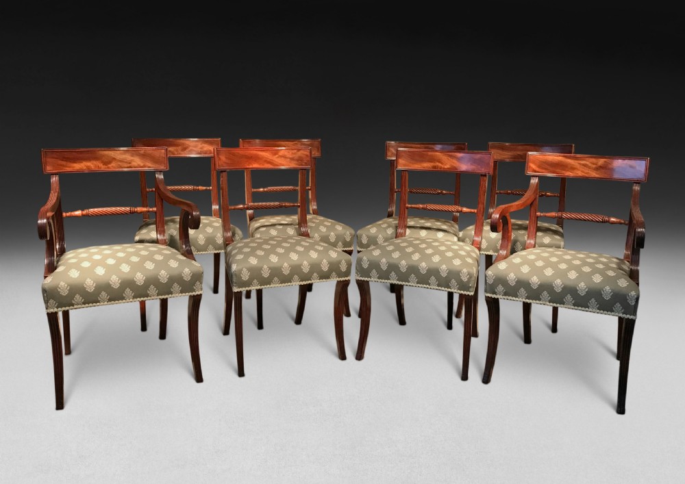 Set of 8 Regency Mahogany Dining Chairs