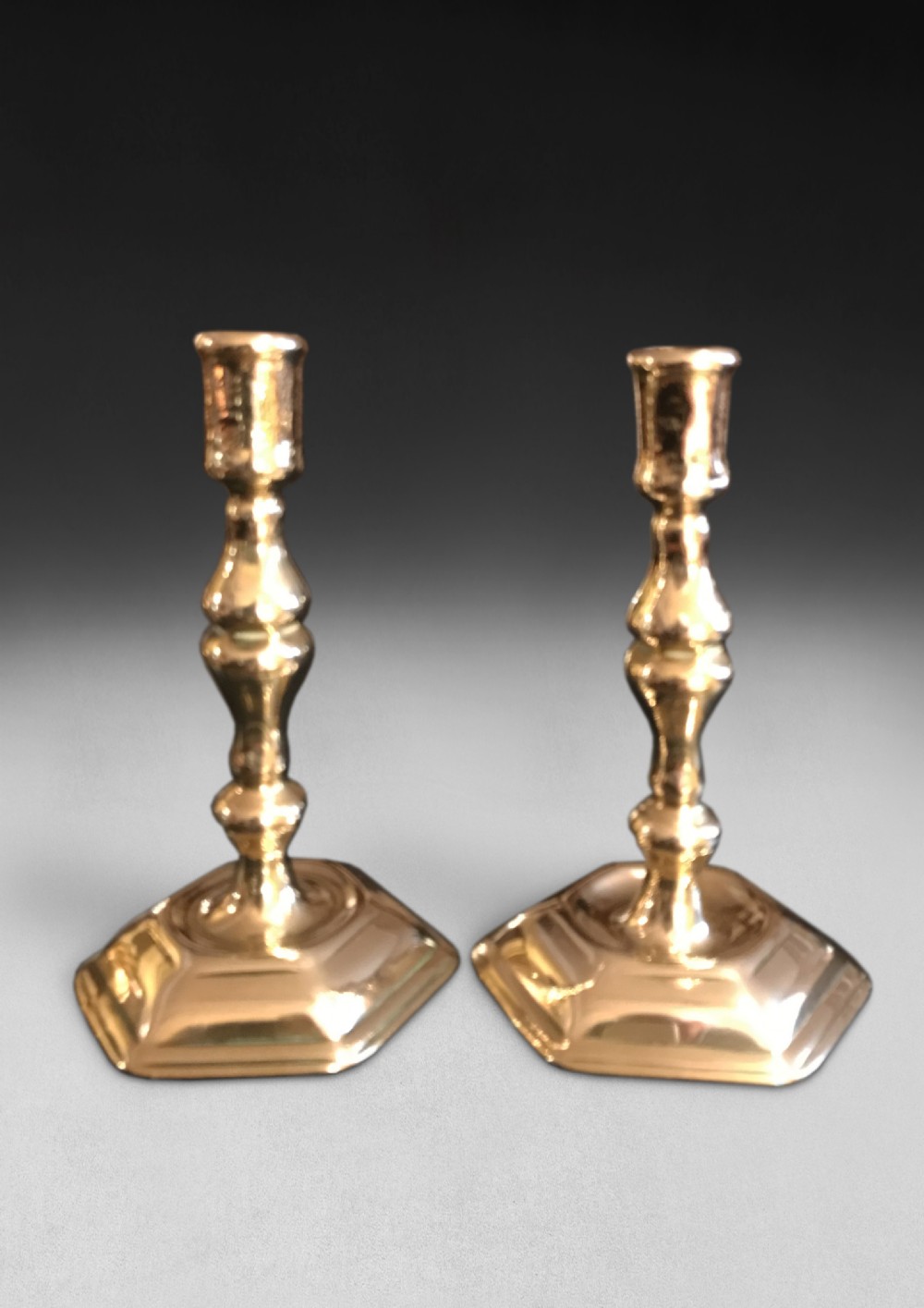 Pair of Early 18th Century Brass Candlesticks