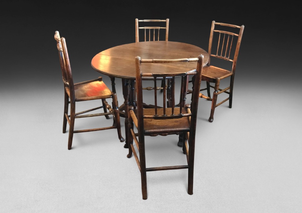 Set of Four Early 19th Century Ash Spindle Back Chairs View III