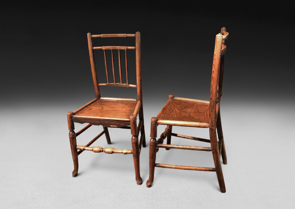 Set of Four Early 19th Century Ash Spindle Back Chairs View VII