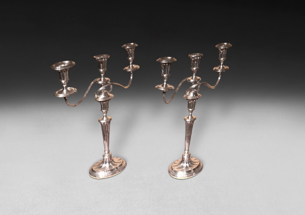 Pair of George III Period Old Sheffield Plate Candelabra