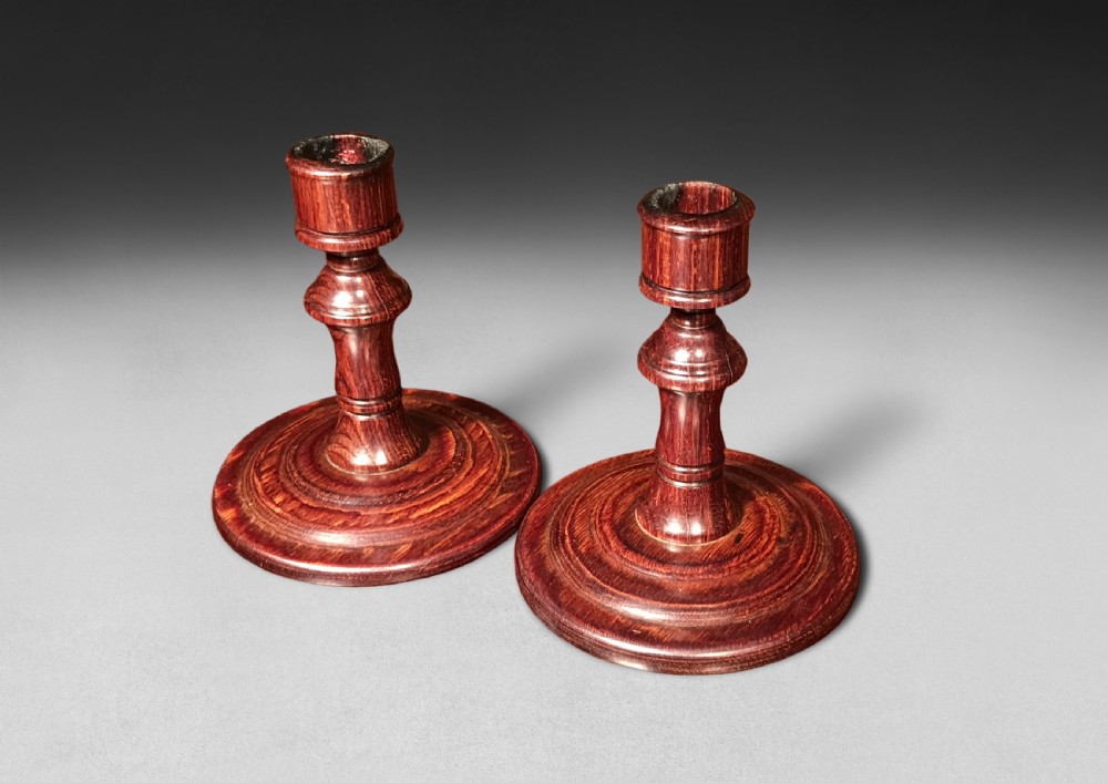 Pair of Mid 19th-Century Rosewood Candlesticks