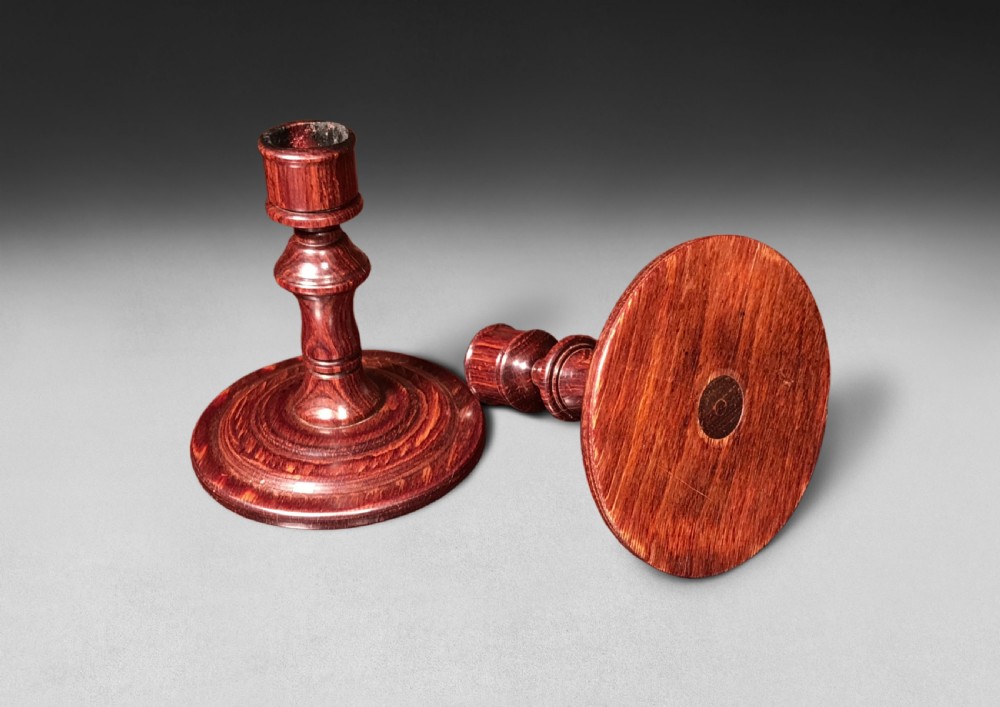 Pair of Mid 19th-Century Rosewood Candlesticks View III