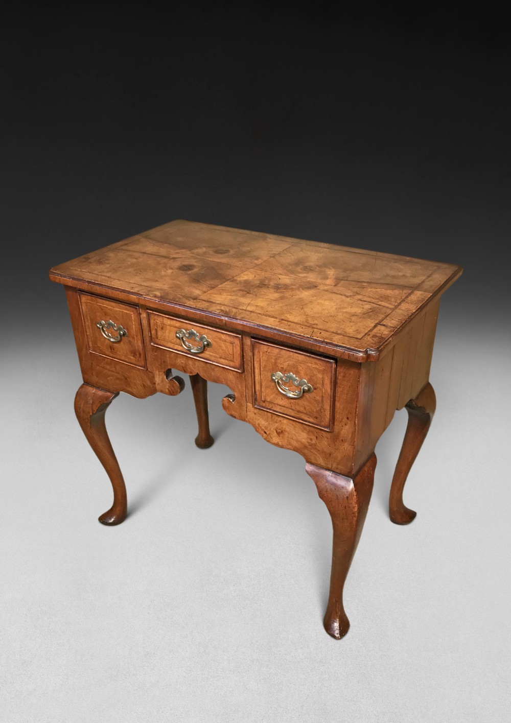 George I Period Feather Banded Walnut Lowboy