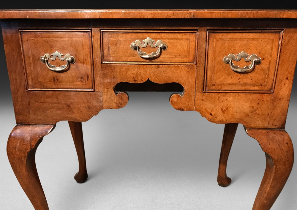 George I Period Feather Banded Walnut Lowboy View IV