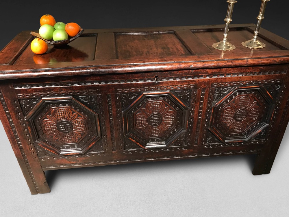 Charles II Carved Oak Coffer View II