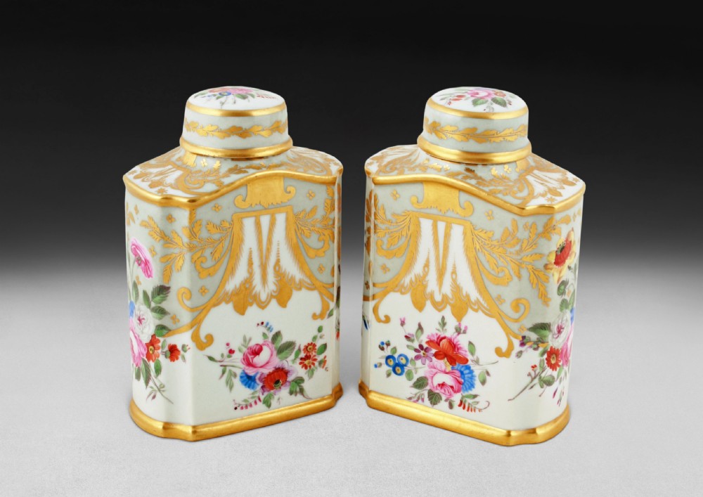 Pair of Rockingham Porcelain Tea Canisters