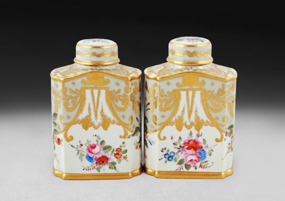 Pair of Rockingham Porcelain Tea Canisters View VIII