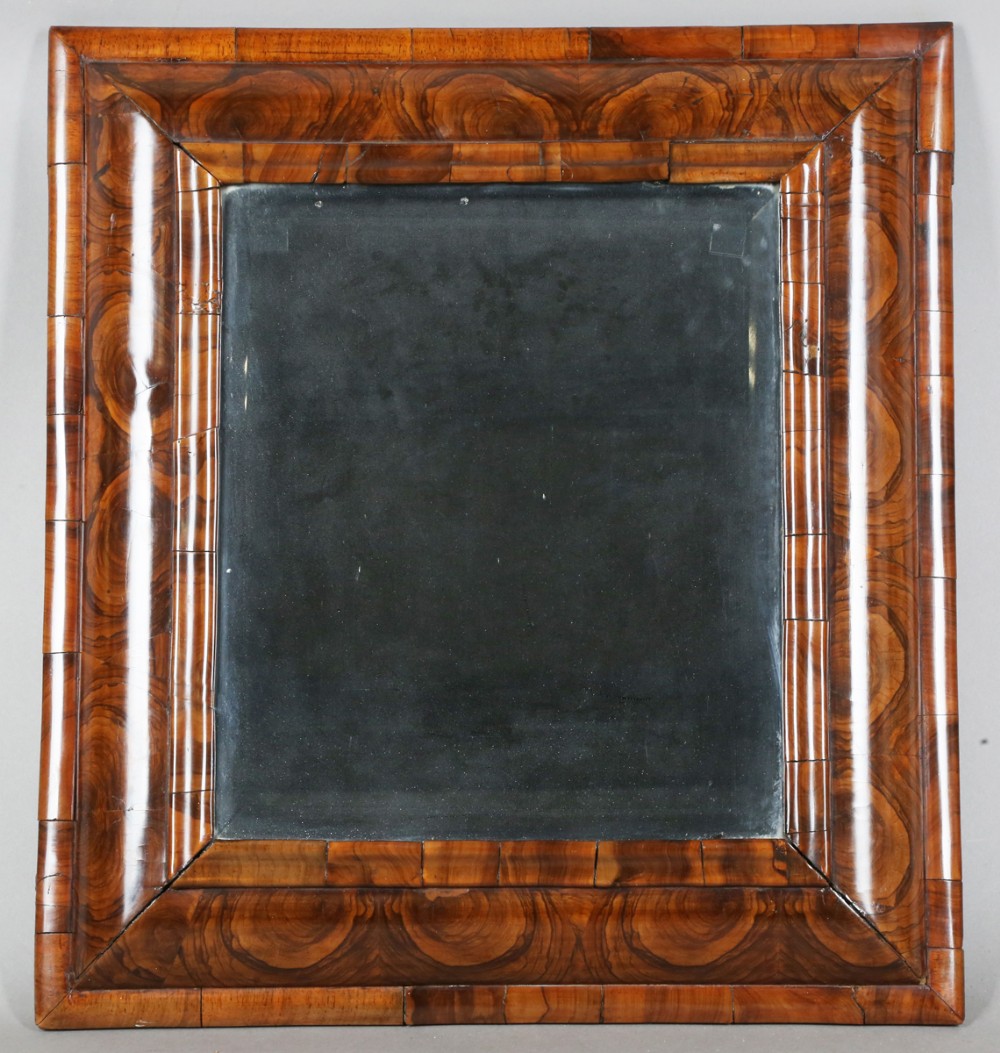 William and Mary Period Oyster Veneered Laburnum Cushion Mirror