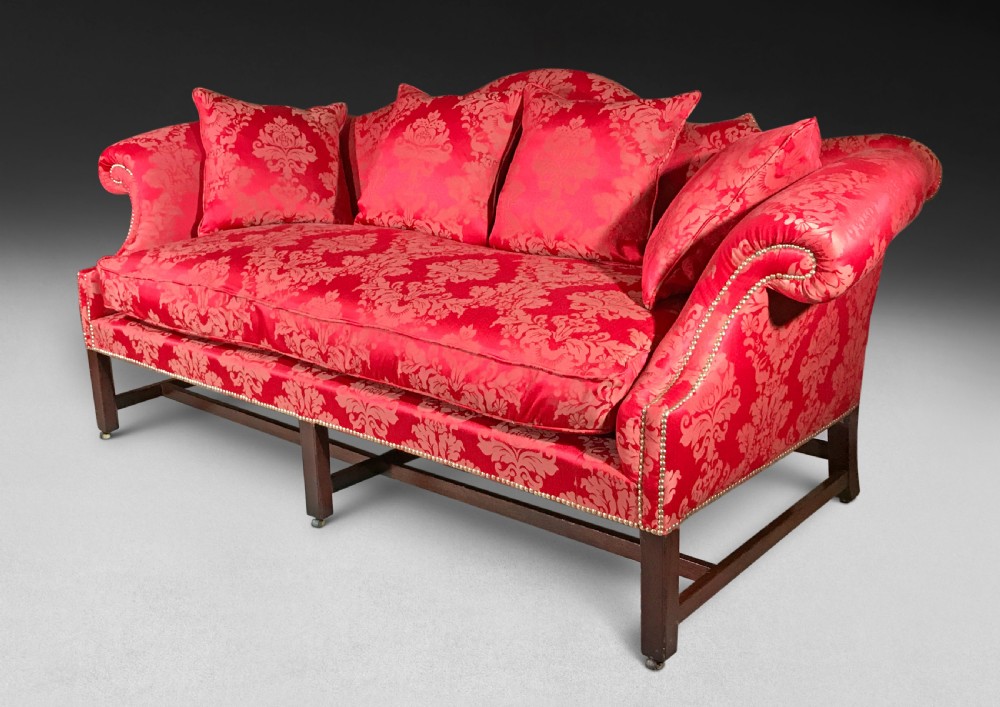Chippendale Period Mahogany Triple Camel Back Settee