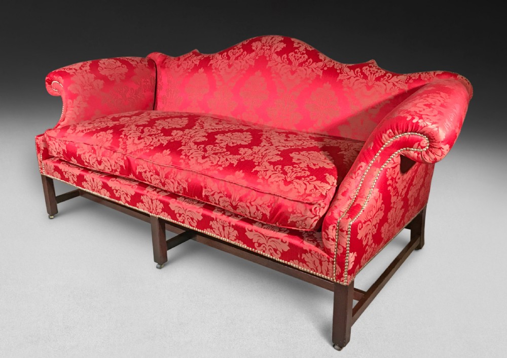 Chippendale Period Mahogany Triple Camel Back Settee View V