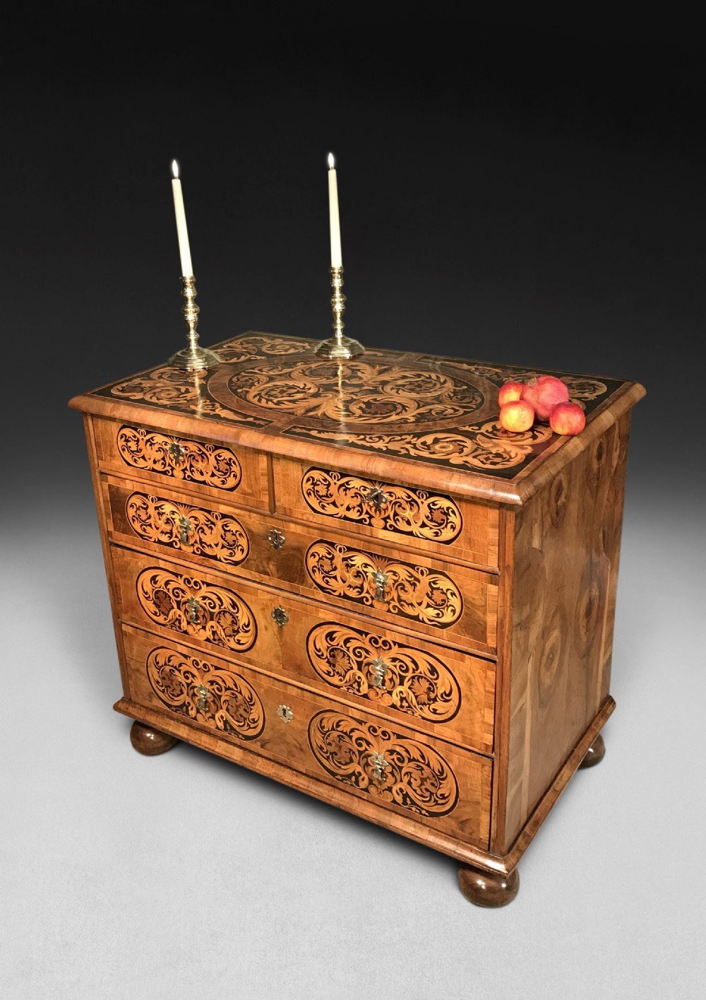 Marquetry Inlaid William & Mary Period Walnut Chest